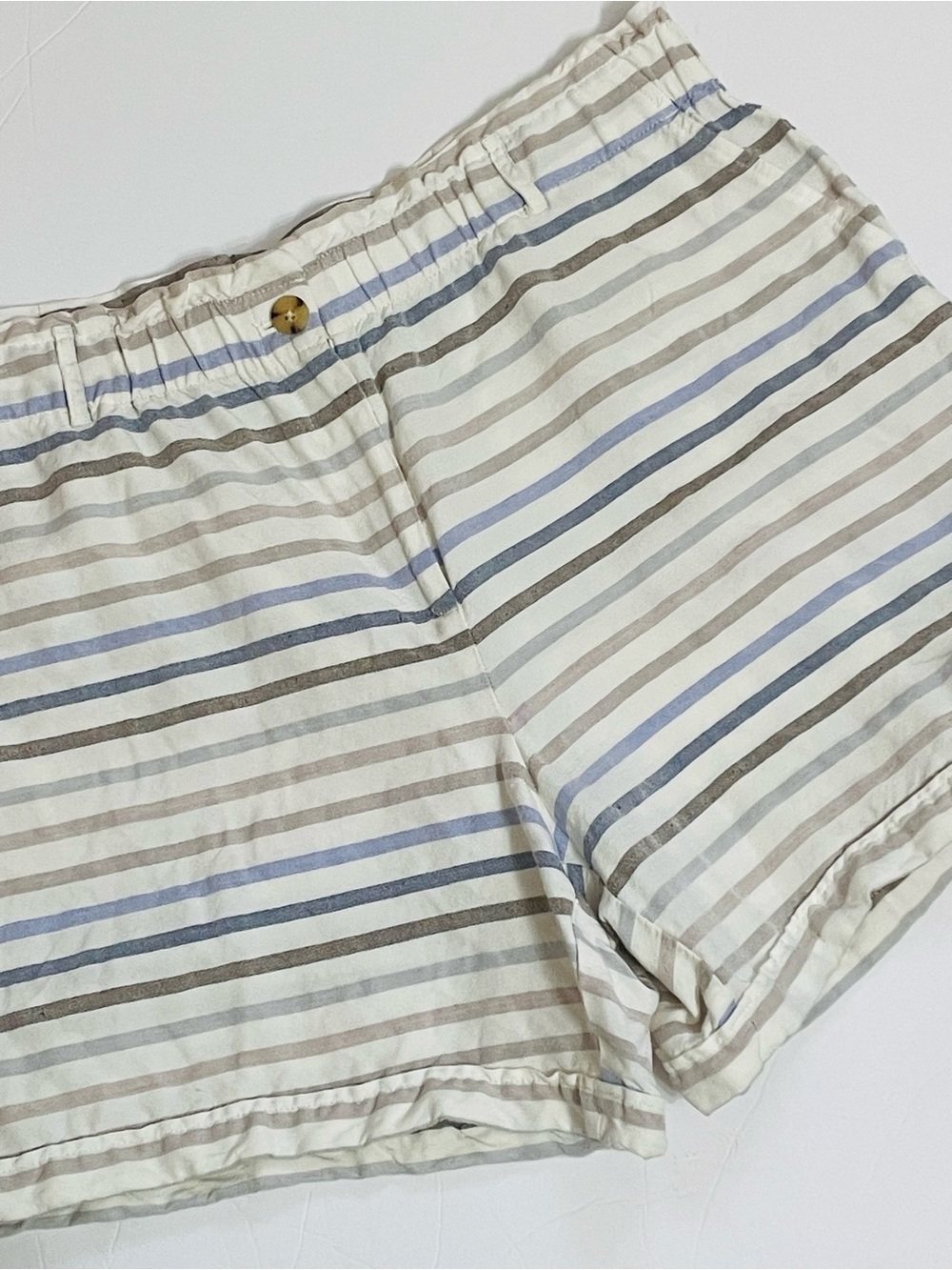 J. Jill Linen Blend Trouser Shorts Striped Zipper L